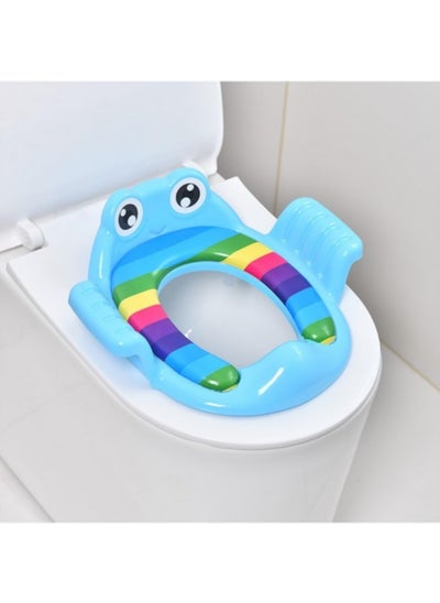 Buy Potty Training Seat Kids and Children, Non-Slip Splash Resistant Comfortable Potty Training Seat Trainer with Handles and Backrest Portable Toddler Toilet Potty Training Seat Pads Blue in UAE