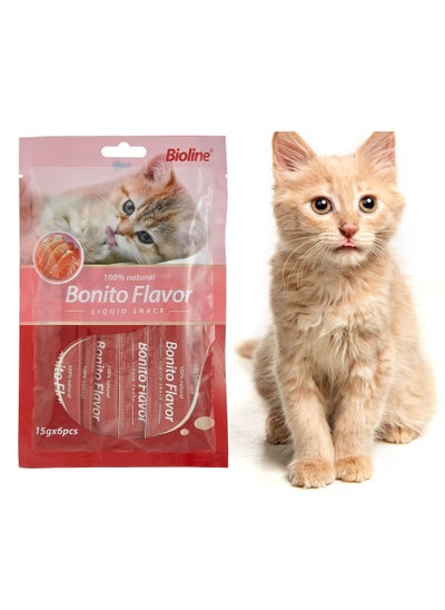 Buy Bonito Flavor Natural Liquid Snack For Cats 6X15g in UAE