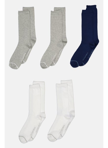 اشتري Men 5 Pairs Plain Dress Socks, White Combo في السعودية