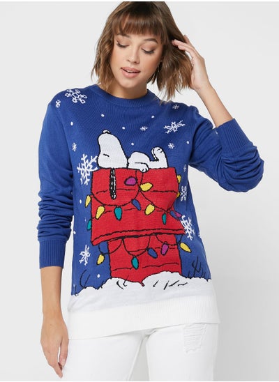 Buy Snoopy Print Knitted Sweater in UAE