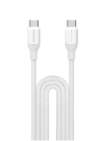 اشتري Momax Flow 100W USB-C to USB-C 3m Braided Cable, Fast Charging, and Data Transfer, White في السعودية