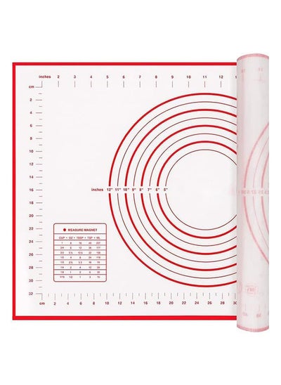 Buy Baking Mat, Non Stick Silicon Rolling Pastry Mat, Kneading Pad Sheet Glass Fiber Rolling Dough Large Size For Cake Macaron Kitchen Tools, Red, White in UAE