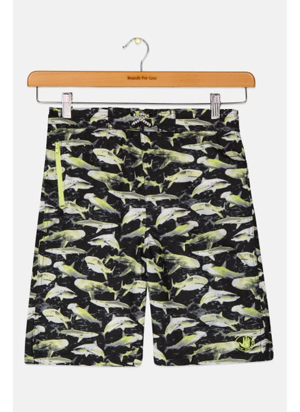 Buy Kids Boy Shark Print Board Short, Black Combo in UAE