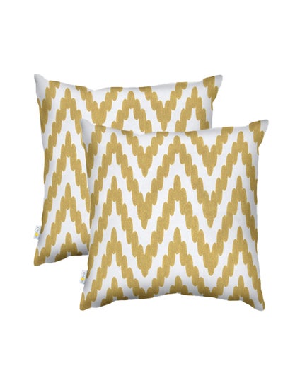 Buy 2 Piece Embroidered Cushion Cover (45X45 cm) without filler Yellow in Saudi Arabia