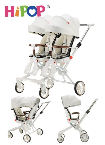 Buy Double Stroller for Baby and Child,Rotating Seat,Sturdy and Easy Folding Design,Twin Stroller with Footboard,Awning in Saudi Arabia