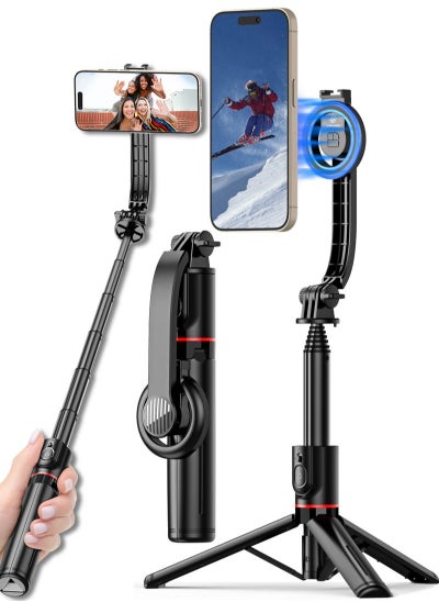 Buy MagStick Selfie Stick Tripod Compatible with MagSafe, 42" Extendable Magnetic Cell Phone Tripod Stand with Wireless Remote, Tripod for iPhone 15 14 13 12 & All Phones in Saudi Arabia