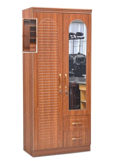 Buy 2 Door Wooden Wardrobe Cabinet Cupboard Engineered Wood Perfect Modern Stylish Heavy Duty With Mirror in UAE