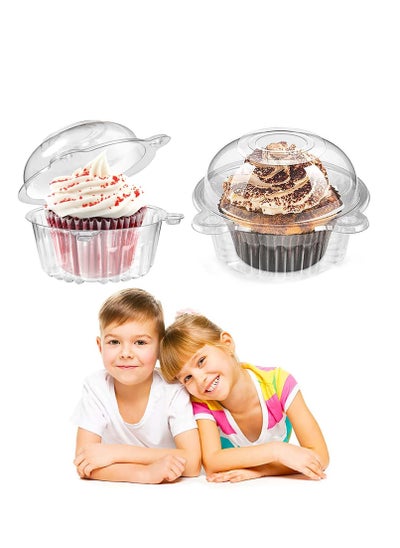 Buy Cupcake Containers, Cupcake Holders, KASTWAVE Disposable Clear Plastic Single Cupcake Muffin Dome Holders Cases Individual Cupcake Boxes Bulk for Wedding, Party Cake, Muffin, Fruit Salad in UAE