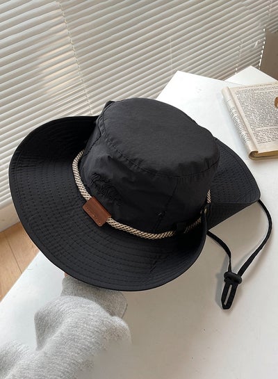 Buy Women Spring Autumn Wide Brim Sun Protection Fishing Cap Outdoor Camping Adventure Quick Dry Breathable Bucket Hat Cowboy Hat Black in Saudi Arabia