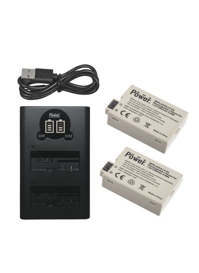 اشتري DMK Power LP-E8 1320mAh Replacement Battery 2Pack with New Mini Dual LCD USB Charger Kit Compatible With Canon EOS 550D, EOS 600D, EOS 700D etc في الامارات