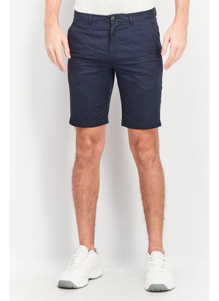 Buy Men Regular Fit Solid Chino Short, Navy Blue in UAE