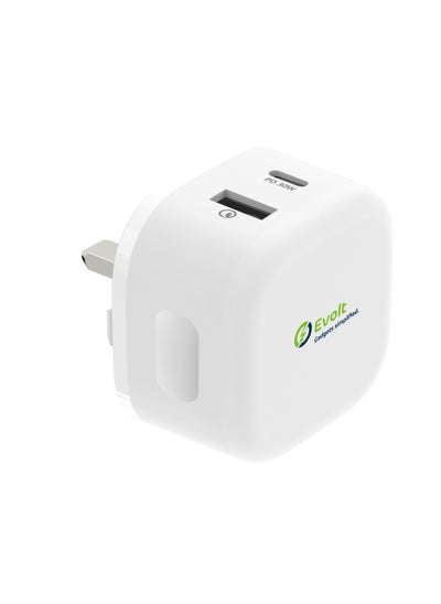 اشتري TC-200 30W PD Travel Charger Dual TYPE-C & USB with C to Lightning Cable WHITE في الامارات