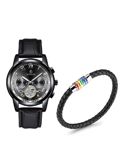 Buy Leather Belt Man Watches,Fashion Business Domineering Eye Small Decorative Noctilucent Waterproof Quartz Watch in UAE