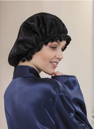 Buy 1Pcs Soft Satin Hair Bonnet for Women Girls Silk Sleeping Salon Cap Bonnet Set in Saudi Arabia