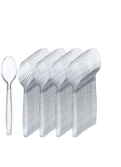 Buy Clear Plastic Spoon - Heavyweight Disposable Spoon, Heavy Duty Clear Cutlery - Plastic Utensils - Perfect For Parties And Restaurants - 50 Pieces. in UAE