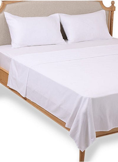 Buy Satin Flat Sheet Set, White – 300 TC, 180x240 cm in UAE