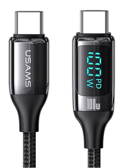 Buy U78 Type-C To Type-C 100W Digital Display PD Fast Charging & Data Cable Zinc Alloy Plug Braided Cord For Iphone/Ipad/Macbook 2 meters in UAE