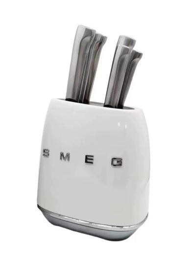 Buy SMEG full set of knives set of seven pieces kitchen home European stainless steel knives White in Saudi Arabia