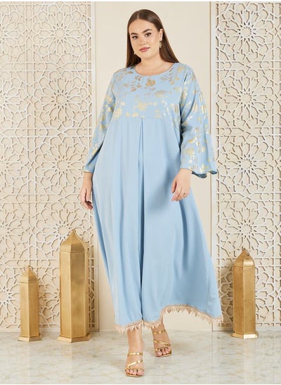 اشتري Foil Print Bow Pleat Jalabiya في السعودية