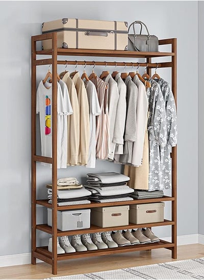 Buy Bedroom solid wood wardrobe economical shelf room hanger floor storage hat shelf clothes storage in UAE