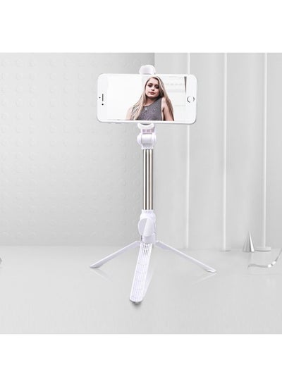 اشتري XT10 Bluetooth Tripod Selfie Stick Live Mobile Holder (White) في السعودية