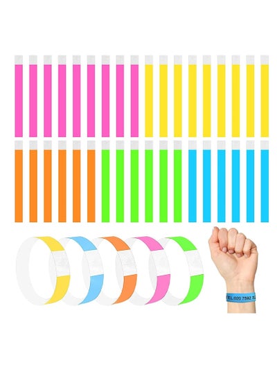 Buy Wristbands For Events Colored Paper 100Pcs 25Cm Custom Entry Neon For Security Parties Festivals 5 Colors in UAE