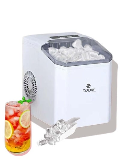 Buy Zoom Plus Ice Maker, 9 Bullet Ice Ready in 6 Mins, Self-Cleaning Ice Machine with Ice Scoop and Basket, 2 Sizes of Bullet Ice for Home/Kitchen/Office/Party in Saudi Arabia