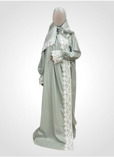 Buy A Very Soft And Comfortable Prayer Dress With Embroidery Lace Trim Consisting Of One Piece Includes a Veil And It Covers The Whole Body With A Uniform And Wide Size Suitable For All Bodies in Saudi Arabia