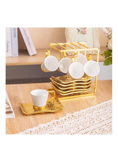 Buy Coffee set with saucer, 13 pcs, on a white metal stand 022800048 in Egypt