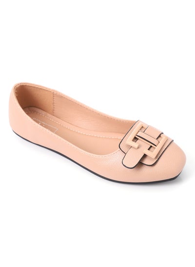 اشتري Slip On Plain Nude Pink Flats With Front Buckle في مصر