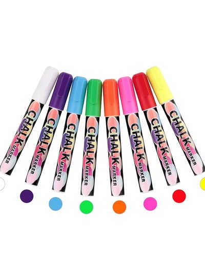 Buy Liquid Chalk Marker Set Highlights Blackboard Markers Bold 8 Colors Branch Erasable Chalk Markers for Kids Glossy Board and Glass in UAE