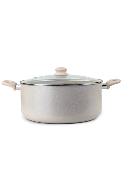 Buy WILSON Oak Large Casserole with Lid and Marble Coating, Soft Touch Handle, Stew Pot Suitable for Gas, Electric, Induction, and Ceramic Stove Dutch Oven - 32cm – Cream in UAE