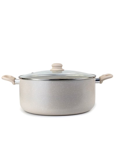 اشتري WILSON Oak Large Casserole with Lid and Marble Coating, Soft Touch Handle, Stew Pot Suitable for Gas, Electric, Induction, and Ceramic Stove Dutch Oven - 32cm – Cream في الامارات