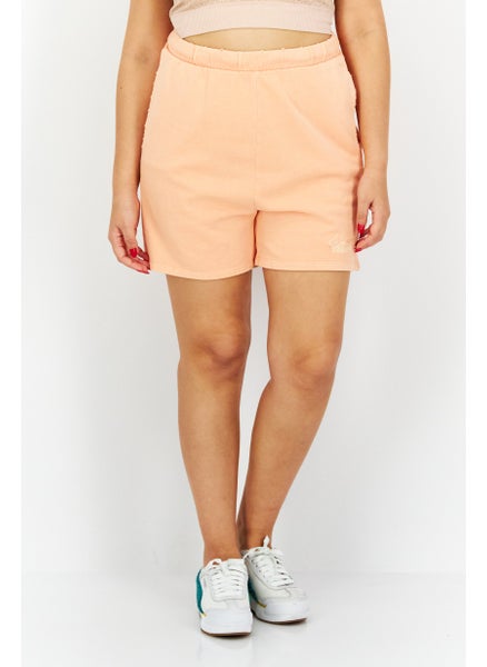 Buy Women Embroidered Logo Drawstring Basic Short, Peach in UAE