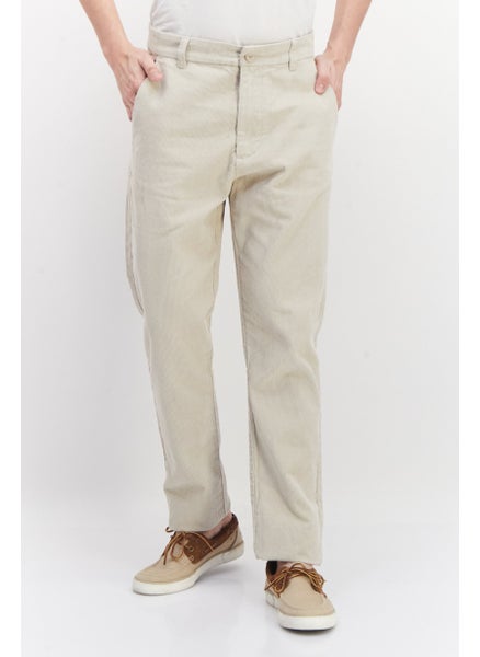 اشتري Men Regular Fit Ribbed Chino Pants, Beige في الامارات