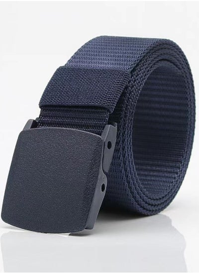 Buy Plastic Buckle Hypoallergenic Military Belt Blue in Saudi Arabia