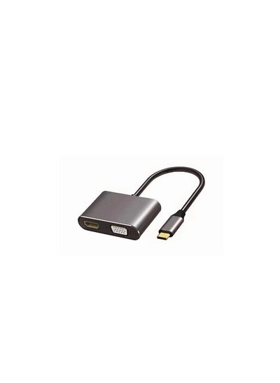 اشتري محول بمنفذ USB Type C إلى Hdmi Vga 2 في 1 فضي رمادي في السعودية