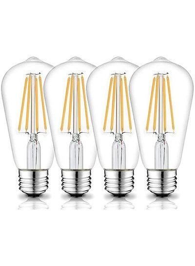 Buy E27 LED Bulb, NonDimmable Energy Saving Light Bulbs, 6W ST64 6500K Vintage Edison Screw ES Bulb 60W Incandescent Replacement Antique Clear Glass for Pendant Home, Retro Fashioned Lamp (4Pcs Cool White in Saudi Arabia