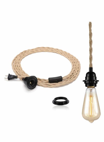 Buy DIY 15ft Industrial Retro Ceiling Pendant Cord Pendant Light Kit Switch Plug Fabric Outlet Set E26 E27 Lighting Fixture Cable in Saudi Arabia