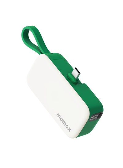 Buy Momax 1-Power Mini Battery Pack 5000 mAh Power Bank [20W] with Built-in USB-C PD Cable - Green in UAE