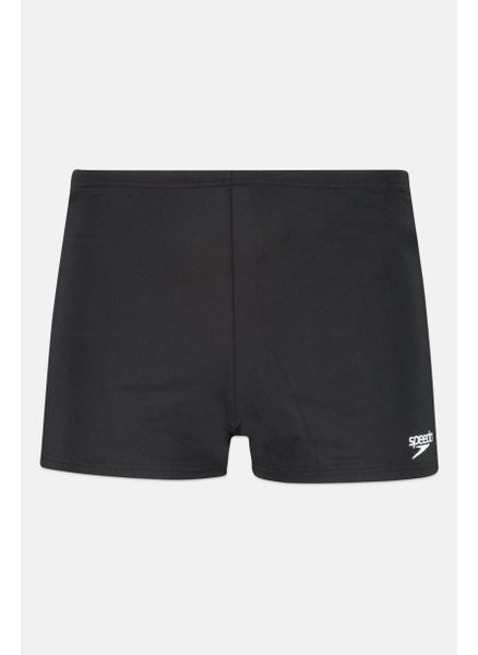 Buy Men Embordered Pull On Swim Shorts, Black in UAE