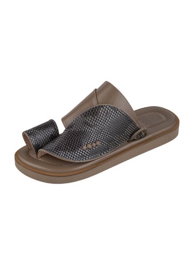 Buy Arabic sandals with gray and beige snakeskin pattern in Saudi Arabia