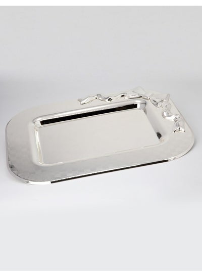 Buy rectangle metal tray silver colour 36 cm in Saudi Arabia