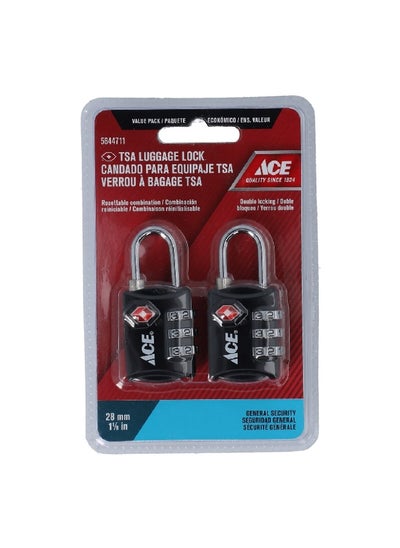 Buy 2-Piece Zinc TSA Luggage Lock Black and Silver 28 mm 5644711 in Saudi Arabia