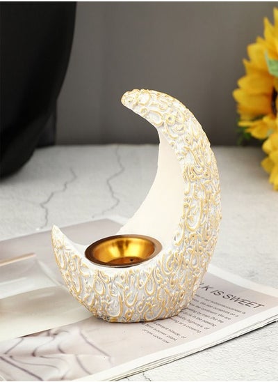 Buy 1-Piece Beautiful Candle Holder Moon Shape Resin Incense Burner Aromatherapy Ornament For Home Tabletop Decoration 10.5x10 cm in UAE