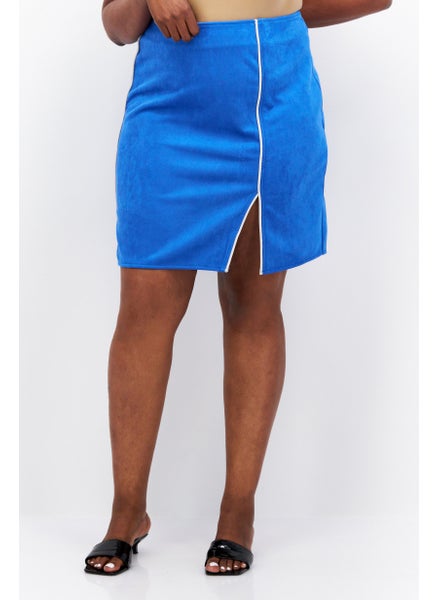 Buy Women Curve Plain Mini Skirt, Blue in UAE