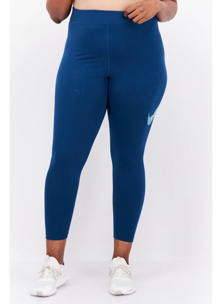 اشتري Women Plus Size Brand Logo Leggings, Blue في الامارات