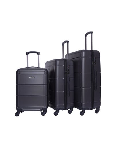 Buy 3-Piece Hardside ABS Luggage Trolley Set 20/24/28 Inch Black in UAE