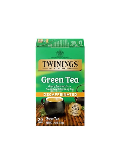 اشتري Twinings Decaffeinated Green Tea, Individually Wrapped Bags, 20 Count Pack of 6, Smooth Flavour, Enticing Aroma في الامارات