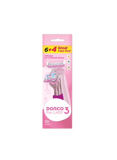 Buy Dorco Shai3 Women Disposable Razor 6+4 in UAE